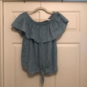 Chambray off the shoulder shirt